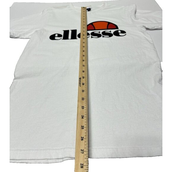 Ellesse White T-Shirt Men's Crew Neck Graphic Tee, Regular Fit Heritage Logo, M - Picture 6 of 7